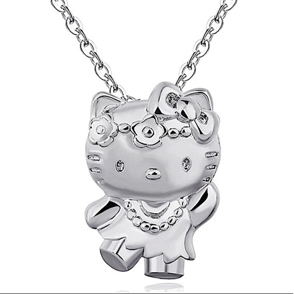 Hello Kitty Sterling Silver Full Body Figure Charm Pendant Necklace - Picture 4 of 7